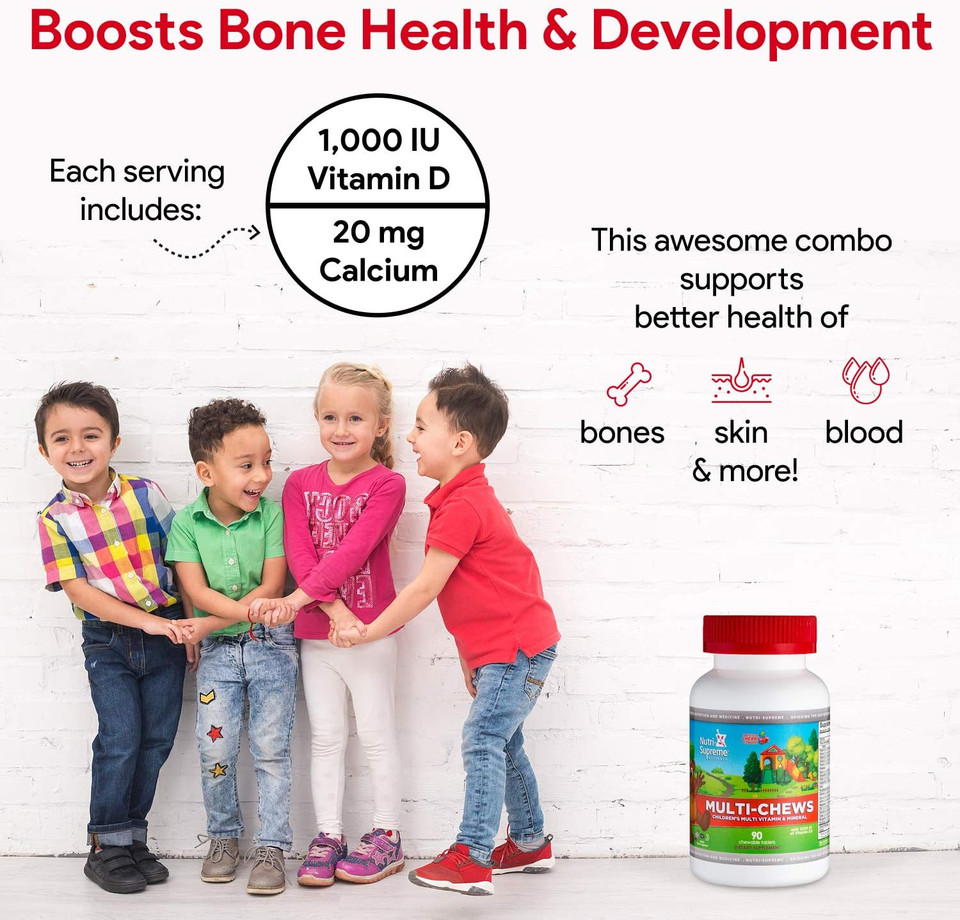 Delicious Kids Multivitamin, 90 Vegetarian Gummies  Complete ChildrenS Supplement With Essential Vitamins And Minerals - Vitamin A, B, C, D3, Calcium, Iron, Folic Acid, Zinc  Cherry Flavor