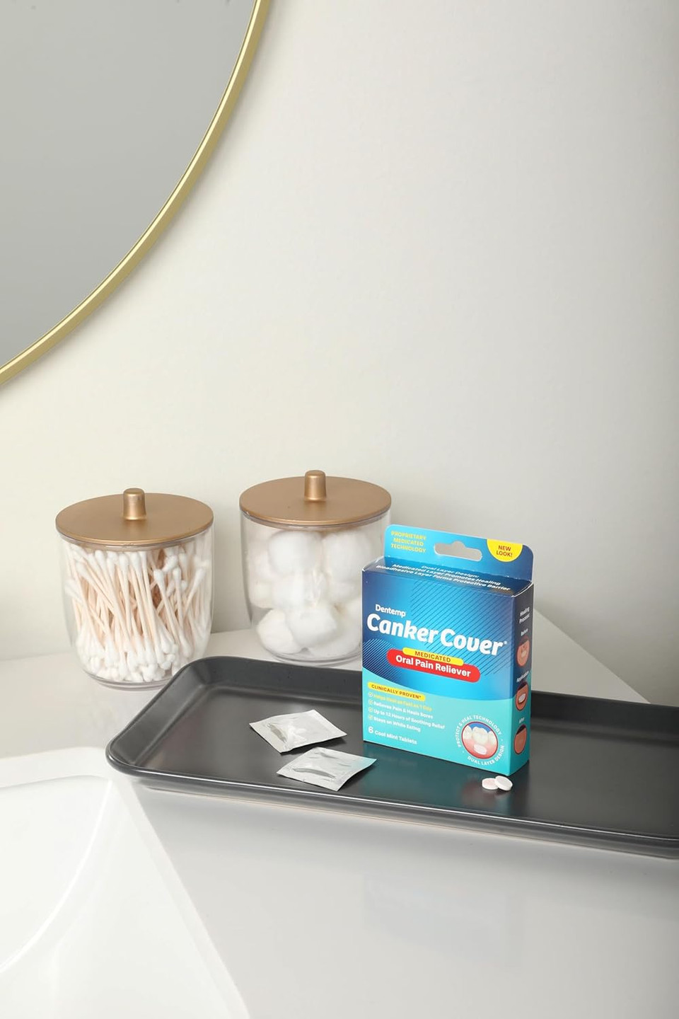 Dentemp Canker Cover - Canker Sore Medicine Pain Reliever (8 Count) - Canker Sore Treatment To Relieve Canker Pain, Mouth Sores & Mouth Irritation - Fast Acting Canker Sore Relief Tablets For Adults