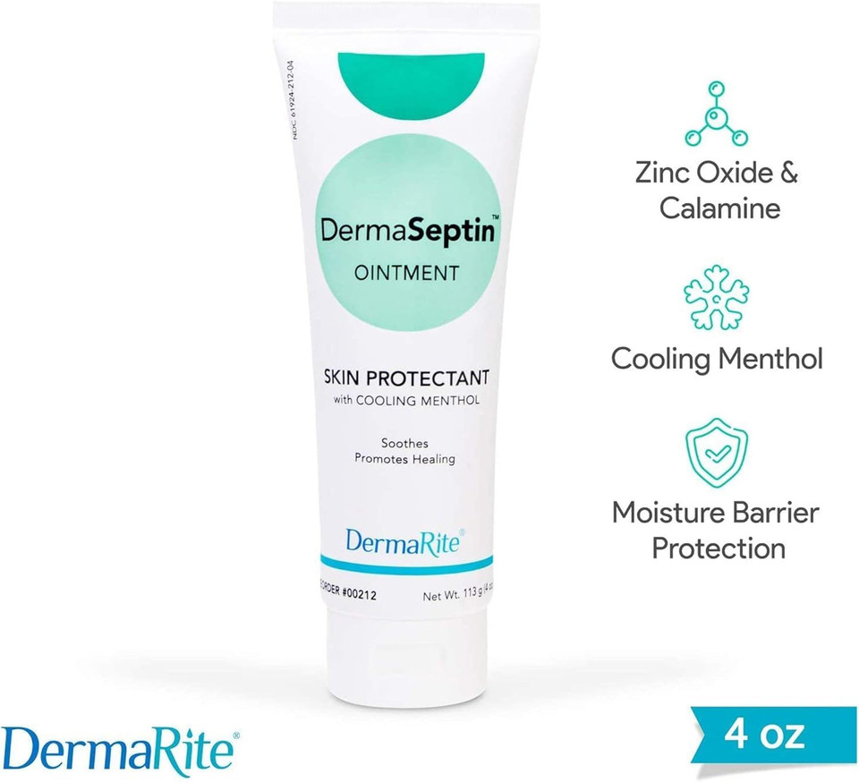 Dermaseptin Skin Protectant Ointment - 4 Oz - Barrier Cream With Cooling Methanol, Zinc And Calamine - Heals, Soothes And Protects
