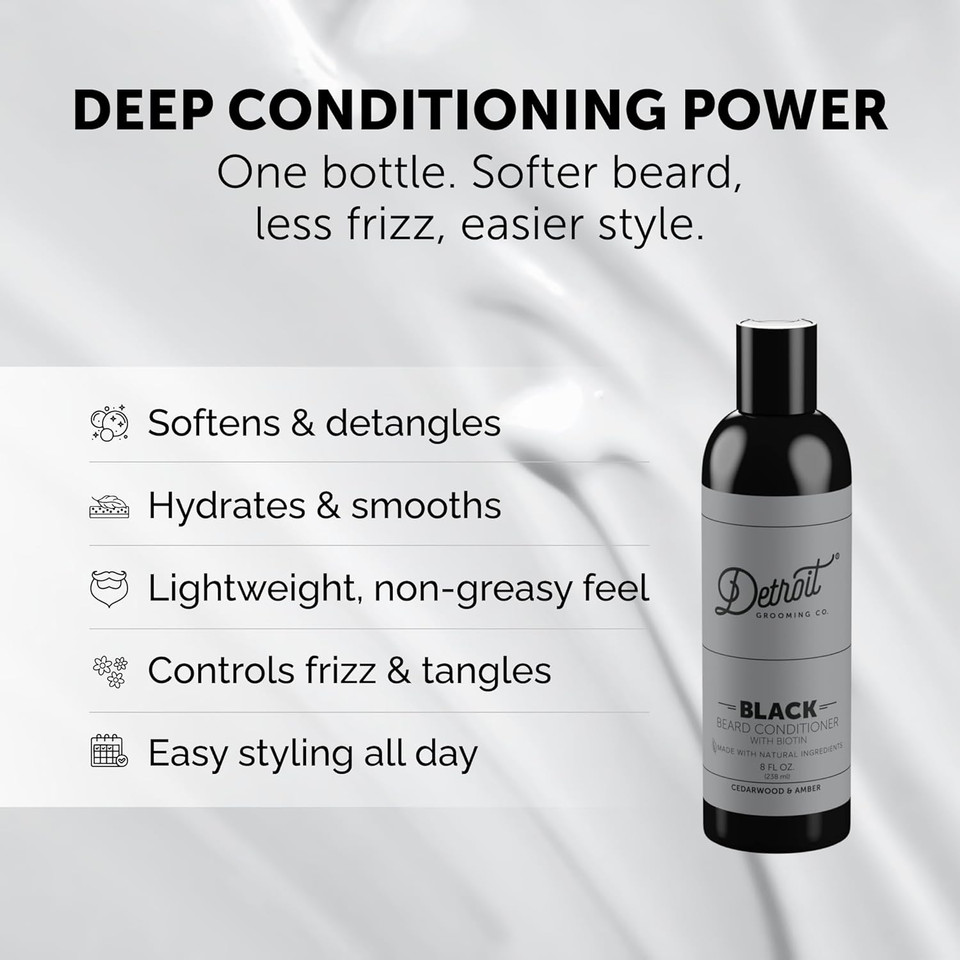 Detroit Grooming Co. Beard Conditioner With Apple Extract & Aloe Vera  Softening, Detangling, And Hydrating Beard Conditioner  313 (Toasted Vanilla & Amber) - 8Oz