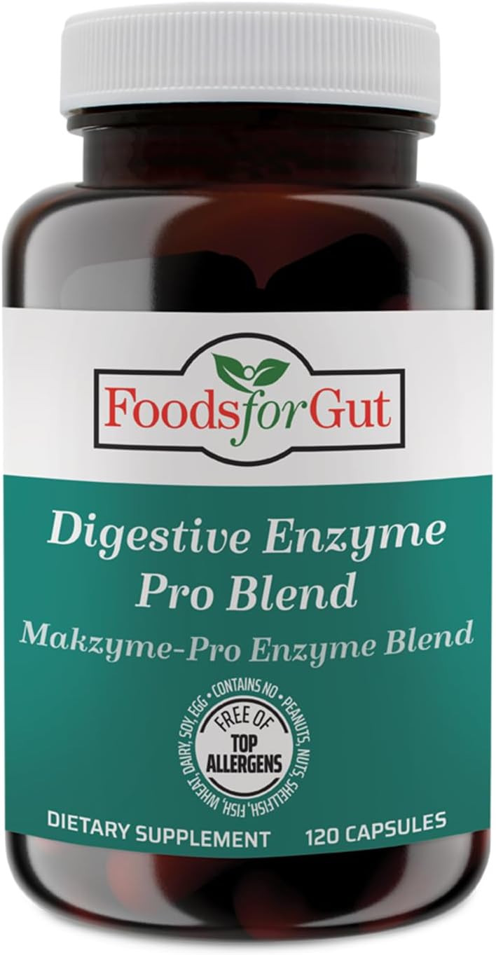 Digestive Enzyme Makzyme-Pro Blend & Probiotics Plus | 120 Capsules | Vegetarian Capsules | Free Of Top Allergens | Support Digestive Health | Bloating & Gas Relief