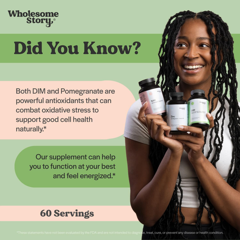 Dim Supplement Women | Dim Sgs | Pomegranate, Broccoli And Black Pepper Blend | Estrogen & Hormone Balance For Women | Cell And Tissue Health | 60-Day Supply | Clean Label Project Certified