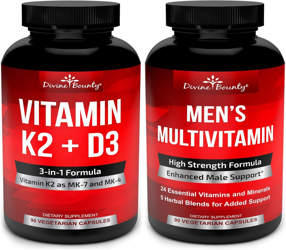 Divine Bounty Vitamin K2 With D3 & Men'S Multivitamin Bundle