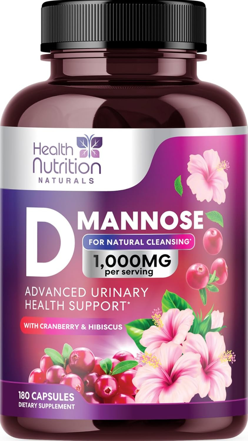 D-Mannose With Cranberry, Hibiscus & Dandelion 1350Mg Advanced Formula  Urinary Tract Support Supplement For Women & Men  Flush & Cleanse Impurities  Non-Gmo, Vegan For Women & Men  180 Capsules