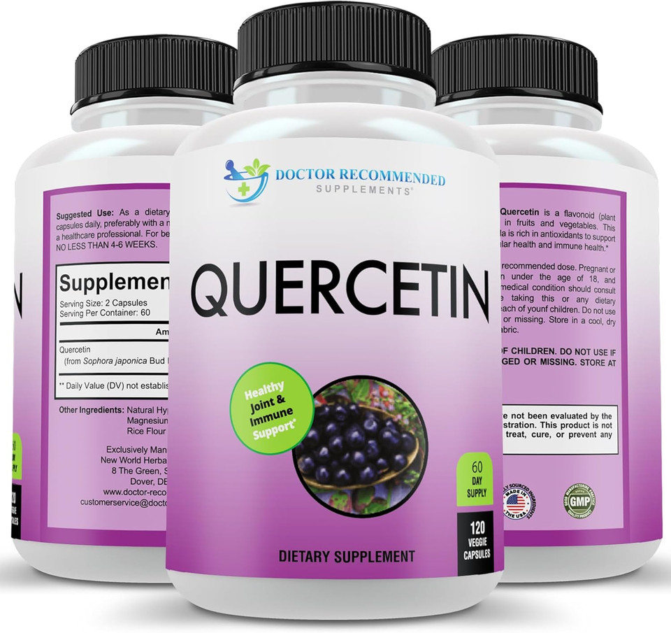Doctor Recommended Supplements Quercetin 1000Mg Per Serving - 120 Veggie Capsules, Vitamin Supplement, 60 Day Supply, (Vegan And Non-Gmo)