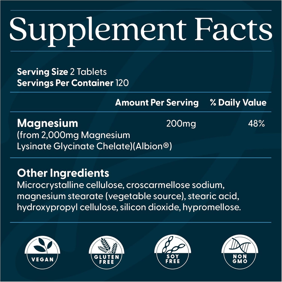 DoctorS Best High Absorption Magnesium Glycinate Lysinate Supplement - 100% Chelated For Maximum Absorption - Magnesium For Sleep And Muscle Relaxation - 200 Mg Per Serving - 120 Tablets