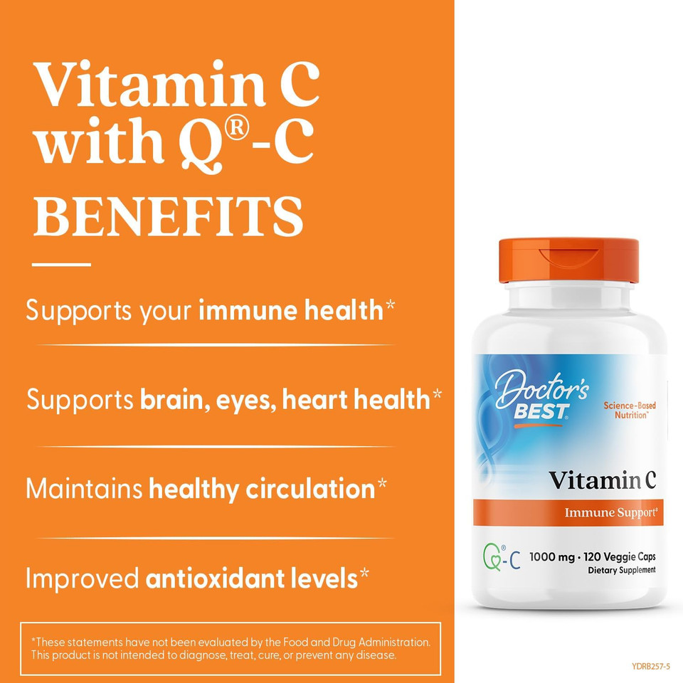 Doctor'S Best Vitamin C With Q-C, Immune Support, Non-Gmo, Gluten Free, Soy Free, Vegan 360 Veggie Caps