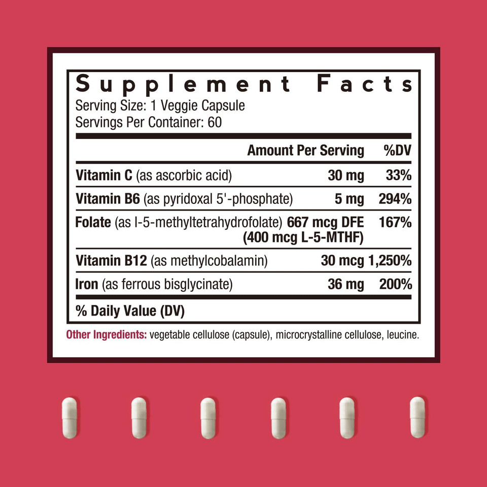 Doctor'S Recipes Iron Supplement 65 Mg With Vitamin C - Maximized Absorption & Stomach Friendly Iron Pills For Red Blood Cells Formation, Heart, Brain & Immunity Health - Vegan Non-Gmo 120 Iron Tabs