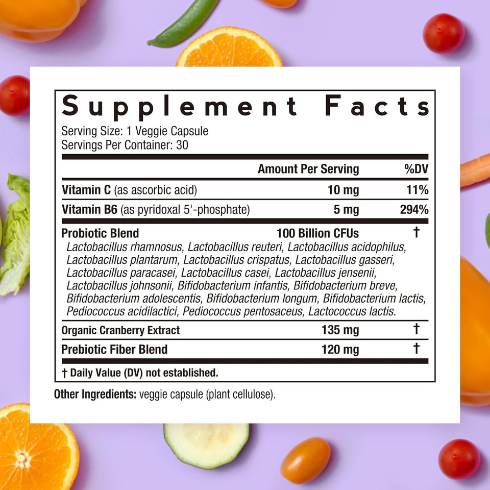 Doctor'S Recipes Probiotics For Women, 100 Billion Cfu, 18 Probiotic Strains, Prebiotics, Cranberry, P-5-P & Vc, Vaginal, Digestive, Mood, Urinary Tract Health, Shelf-Stable, 30 Vegan Caps