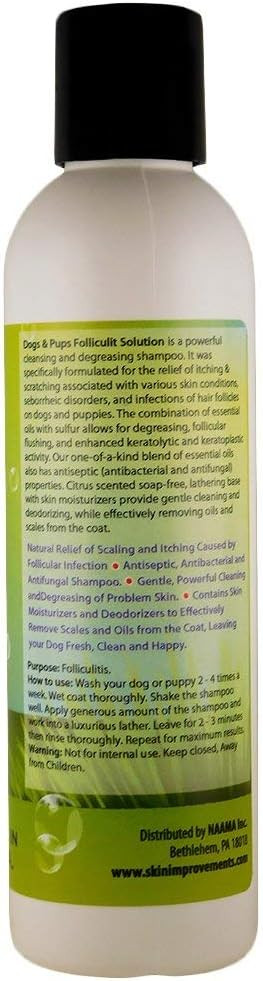 Dogs N Pups Shampoo For Dogs With Folliculitis, Hot Spot, Mange, Dandruff - 6.0 Oz