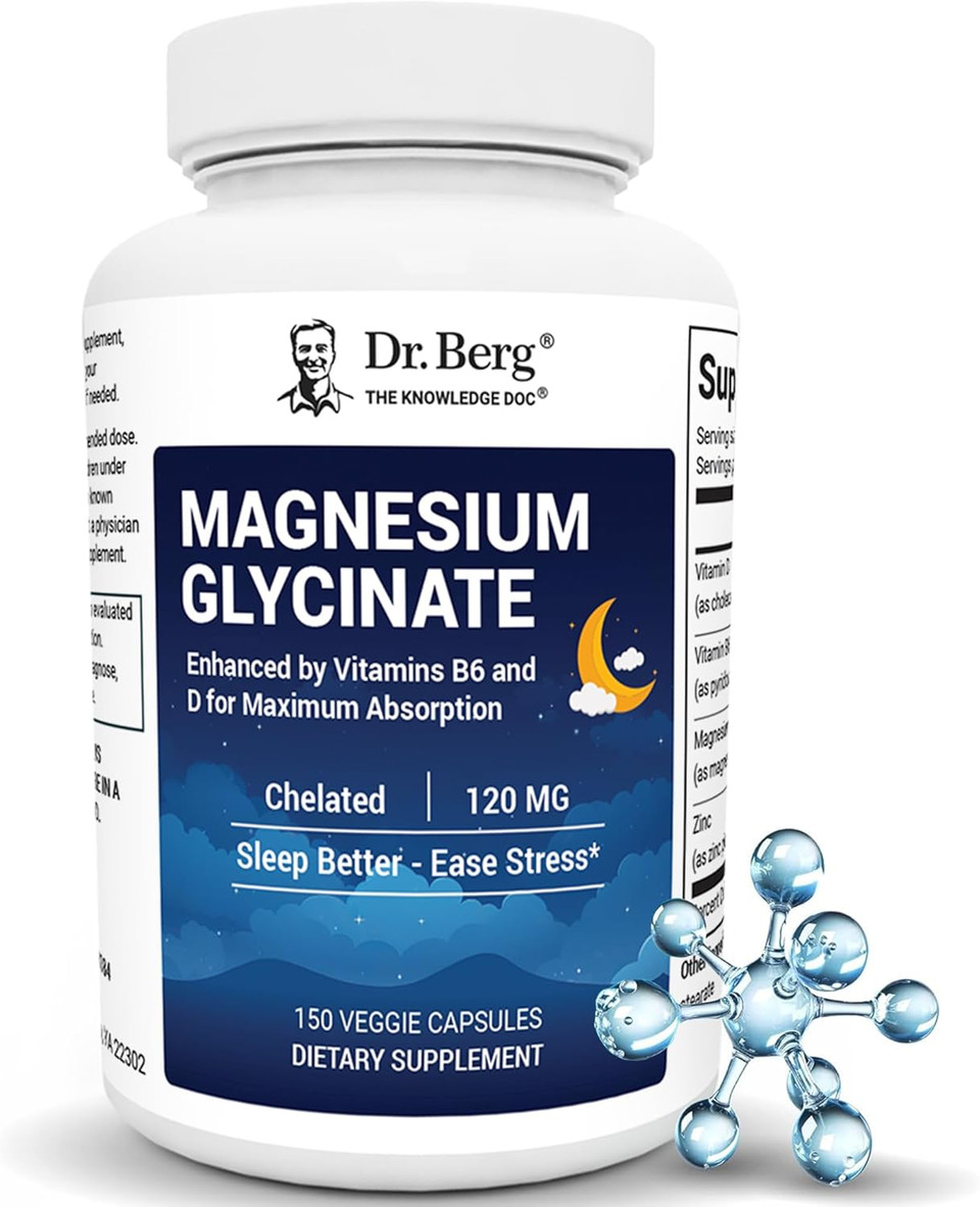 Dr. Berg Maximum Strength 4-In-1 Chelated Magnesium Glycinate With Clean, Potent & Pure Ingredients | 4X Lab-Tested & Verified | Usa Formulated Magnesium Supplement Capsules | 150 Capsules
