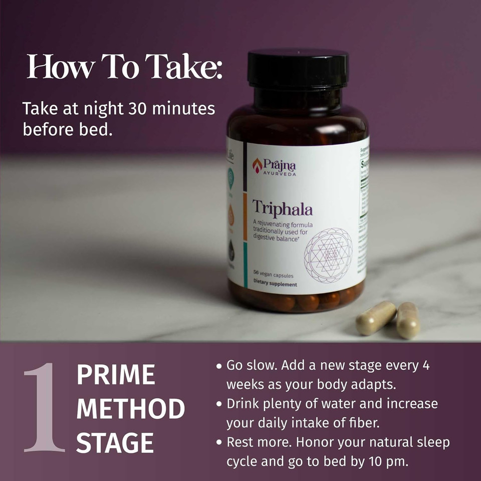 Dr. ChaudharyS Prajna Ayurveda Triphala With Amla, Haritaki & Bibhitaki Is A Rejuvenating Formula That Is Traditionally Used For Proper Digestion & Elimination, Vegan, Gluten-Free, Soy-Free, Organic