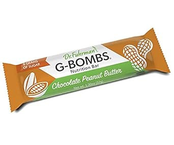Dr. FuhrmanS G-Bombs Nutrition Bar  Chocolate Peanut Butter Flavor  Whole Food Plant-Based Superfood Snack With Nuts, Seeds, Greens & Berries  Vegan, Gluten-Free, No Added Sugar  12 Count