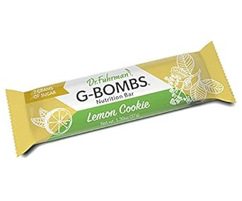 Dr. FuhrmanS G-Bombs Nutrition Bar  Lemon Cookie Flavor  Whole Food Plant-Based Superfood Snack With Nuts, Seeds, Greens & Berries  Vegan, Gluten-Free, No Added Sugar  12 Count