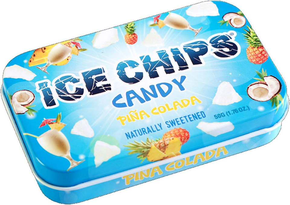 Hand Crafted Candy Tin Pina Colada Ice Chips Candy 1.76 Oz Candy