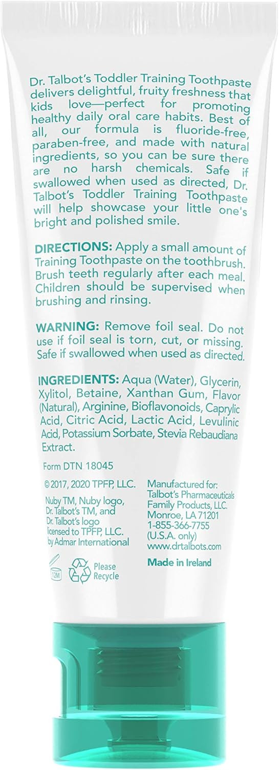 Dr. Talbot'S Toddler Training Toothpaste Naturally Inspired With Citroganix, With Toothbrush Included, Blue/Green, 1.6 Ounce