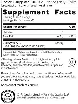 Dr. Whitaker'S Bioactive Q Ubiquinol 100 Mg Delivers Clinically Validated, Highly Bioavailable Coq10 (60 Day Supply)