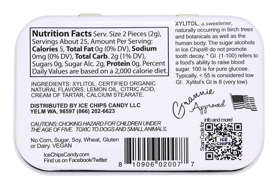 Ice Chips Xylitol Candy Single Tin Lemon