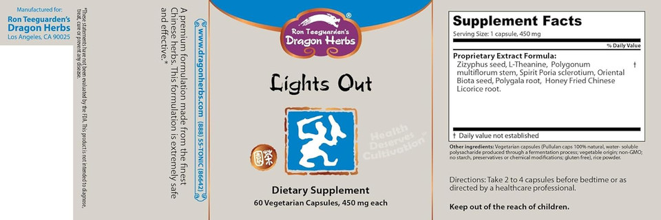 Dragon Herbs - Lights Out Capsules - 60 Capsules, 450 Mg Each