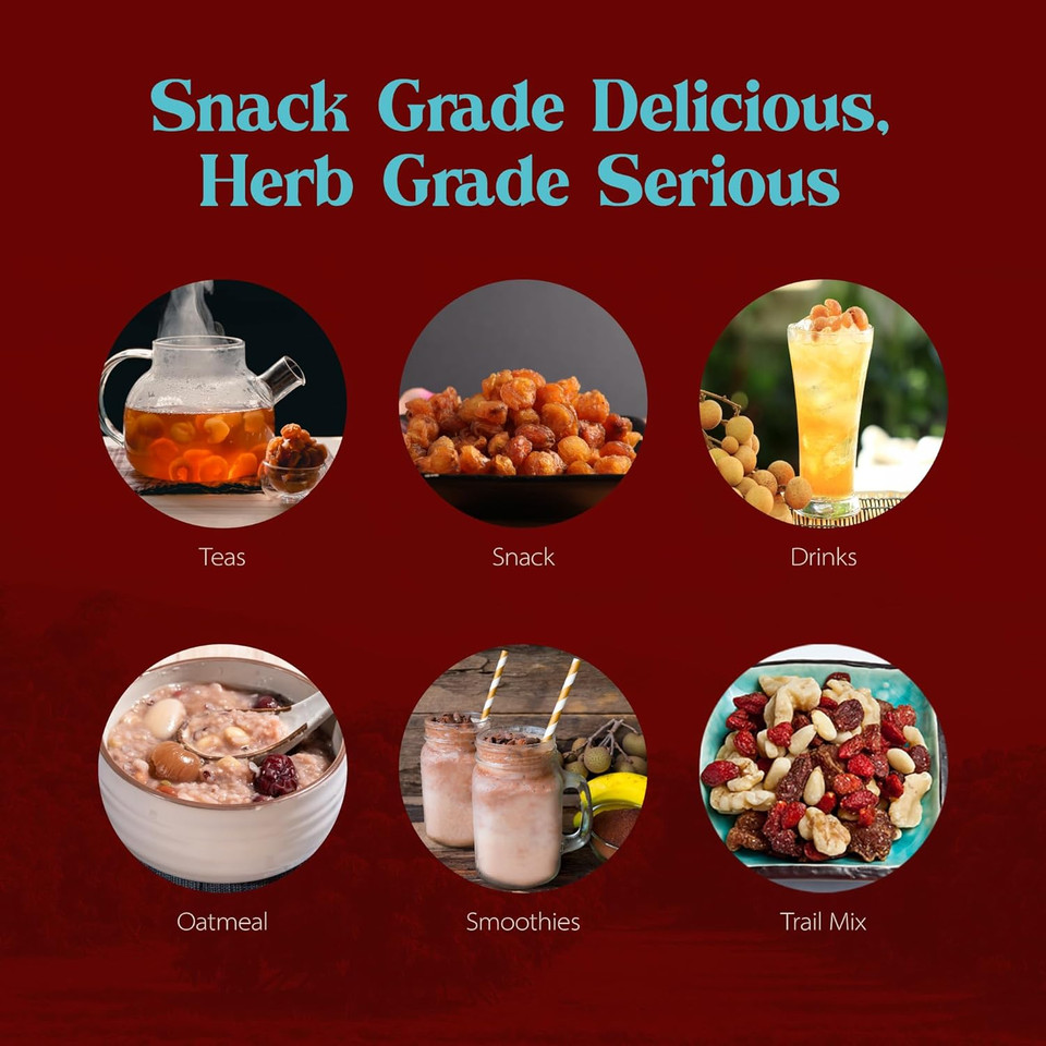 Dragon Herbs Longan 6 Oz Bag | Dried Fruit Supplement To Support Skin, Beauty, Sleep, Mood, Stress, Memory, Heart And Blood