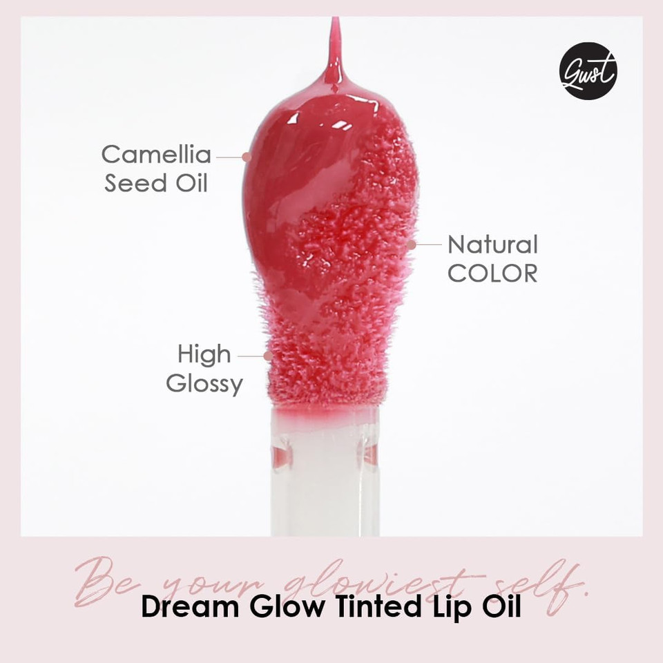 Dream Glow Tinted Lip Oil ; 3-In-1 Formula: Lip Gloss With A High Shine Finish, Non-Sticky Long Lasting | Korean Plumped Tinted Lip Oil - 0.19 Fl. Oz. 5.7 Ml (004 Rosewood, Original)