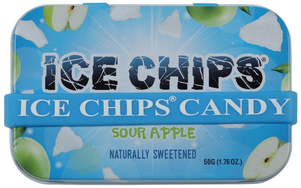 Ice Chips Xylitol Candy Tins (Sour Apple, 6 Pack) - Includes Ice Chips Band As Shown