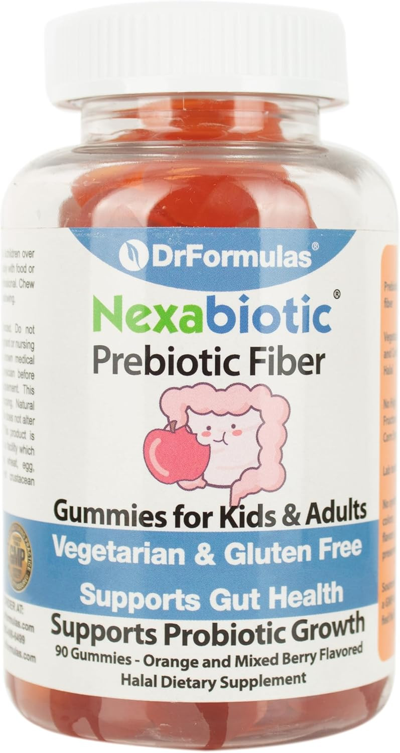 Drformulas Nexabiotic Prebiotic Fiber Gummies Supplement For Kids Constipation Relief | Adults & Kids Stool Softener For Healthy Digestion, Halal, Vegetarian, Gluten Free, 30-Day Chewable Supply