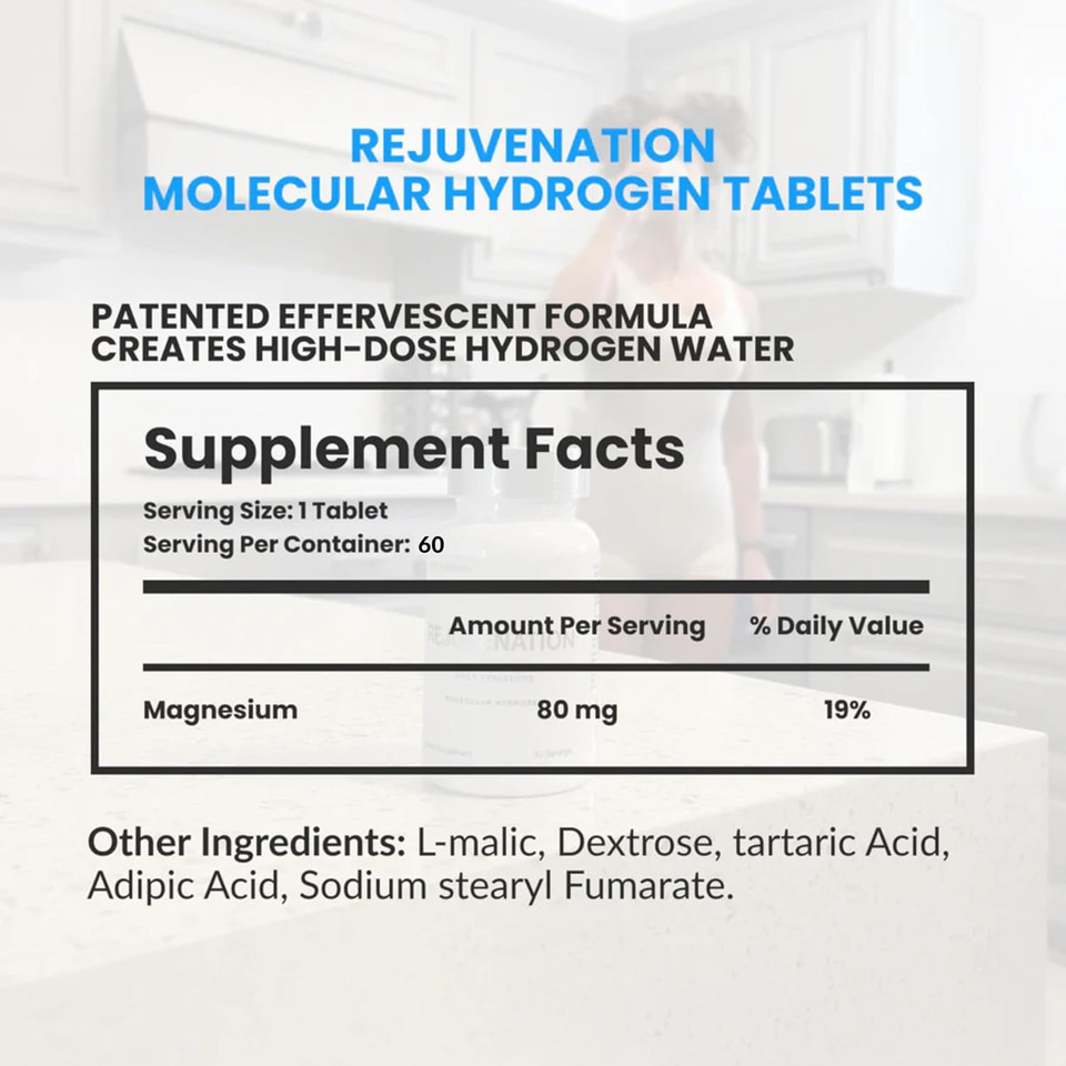 Drink Hrw Rejuvenation Molecular Hydrogen Water Tablets  12 Ppm H2 - Hydrogen & Magnesium Supplement, Supports Energy Production, Recovery, Cognitive Function (Unflavored 30Ct)