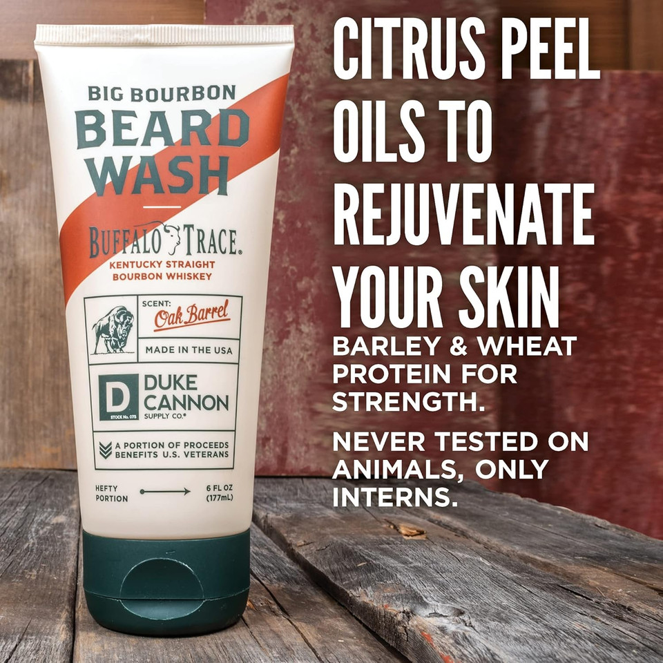 Duke Cannon Supply Co. Big Bourbon Beard Care Collection Gift Bundle - Premium Men'S Beard Wash, Balm And Oil (Oak Barrel Scent - 3 Piece Set)