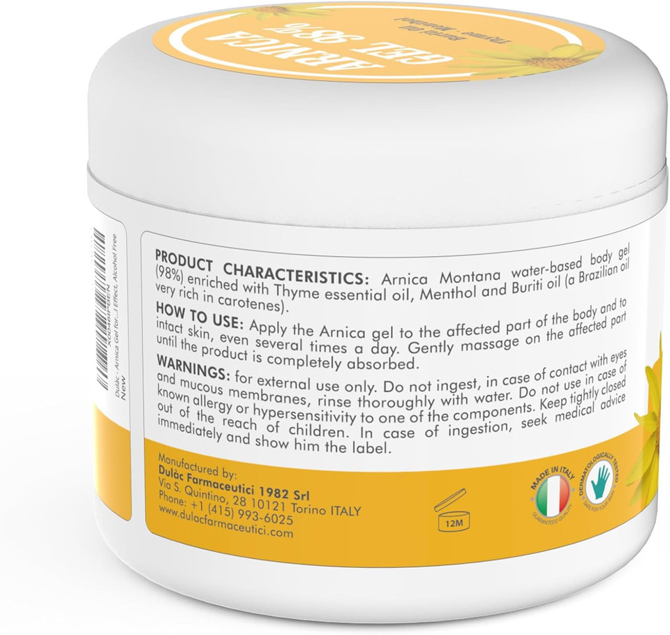 Dulàc - Arnica Gel For Bruising And Swelling 16.9 Fl Oz, 98% Arnica Montana Cream Extra Strength For Muscle And Joint Relief, Non-Greasy, Natural Formula, Cool Effect, Alcohol Free