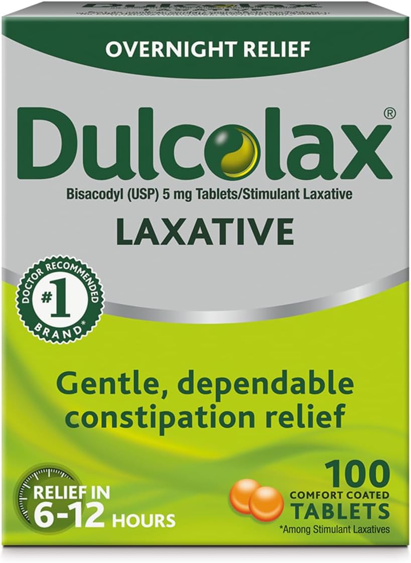 Dulcolax Stimulant Laxative Tablets (100 Count) Gentle Overnight Constipation Relief, Bisacodyl 5Mg & Ex-Lax Maximum Strength Stimulant Laxative Constipation Relief Pills For Occasional Constipation