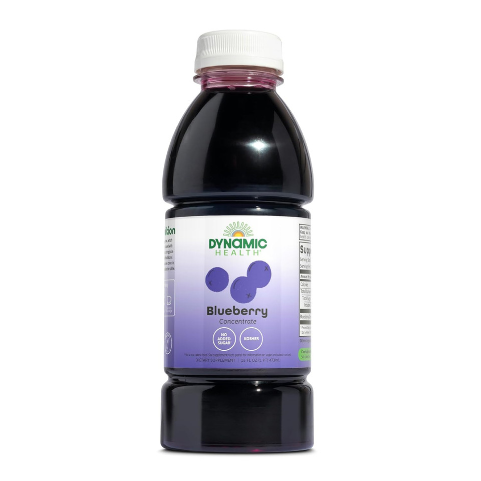 Dynamic Health Blueberry Concentrate, 100% Concentrate, Unsweetened, No Additives, Brain Function, Antioxidant Support, Vegan, Gluten Free, Non-Gmo, 16 Fl Oz