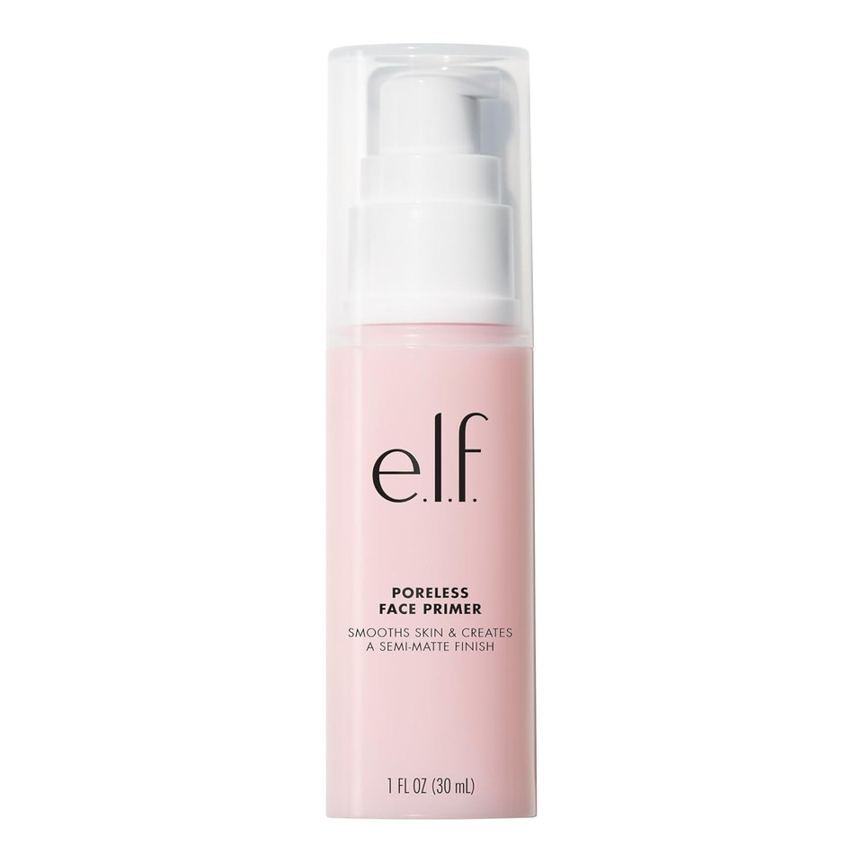 E.L.F, Poreless Face Primer - Large, Silky, Skin-Perfecting, Lightweight, Long Lasting, Absorbs Quickly, Smooths, Preps, Creates Flawless Base, Infused With Tea Tree And Vitamins A & E, 1.01 Fl Oz