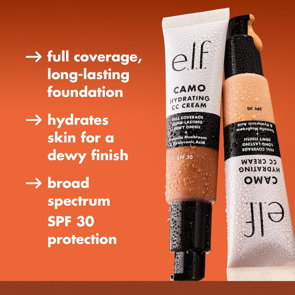 E.L.F. Hydrating Camo Cc Cream, Spf 30, Color Correcting Full Coverage Foundation For A Dewy Finish, Vegan & Cruelty-Free, Fair 140 W