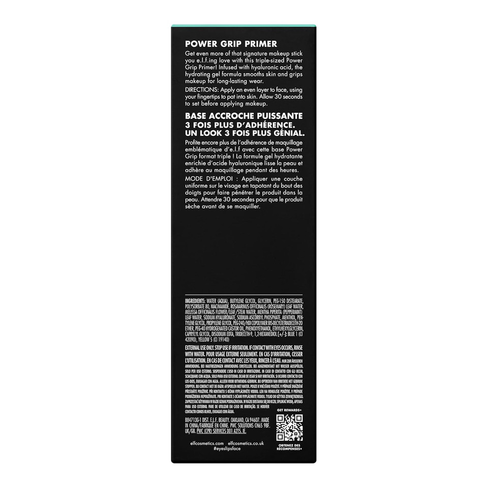 E.L.F. Power Grip Primer, Gel-Based & Hydrating Face Primer For Smoothing Skin & Gripping Makeup, Moisturizes & Primes, 0.811 Fl Oz (24 Ml.)