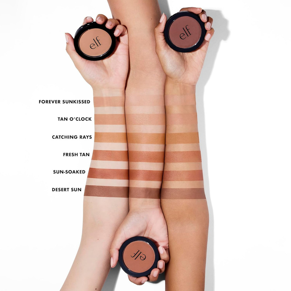 E.L.F. Primer-Infused Bronzer, Long-Lasting, Lightweight & Buildable Powder Bronzer, Delivers A Matte Finish, Vegan & Cruelty-Free, Catching Rays