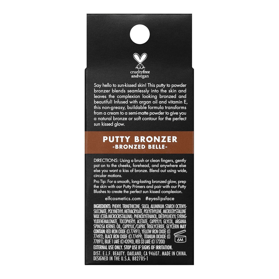 E.L.F. Putty Bronzer, Creamy & Highly Pigmented Formula, Creates A Long-Lasting Bronzed Belle Glow, Infused With Argan Oil & Vitamin E, 0.35 Oz