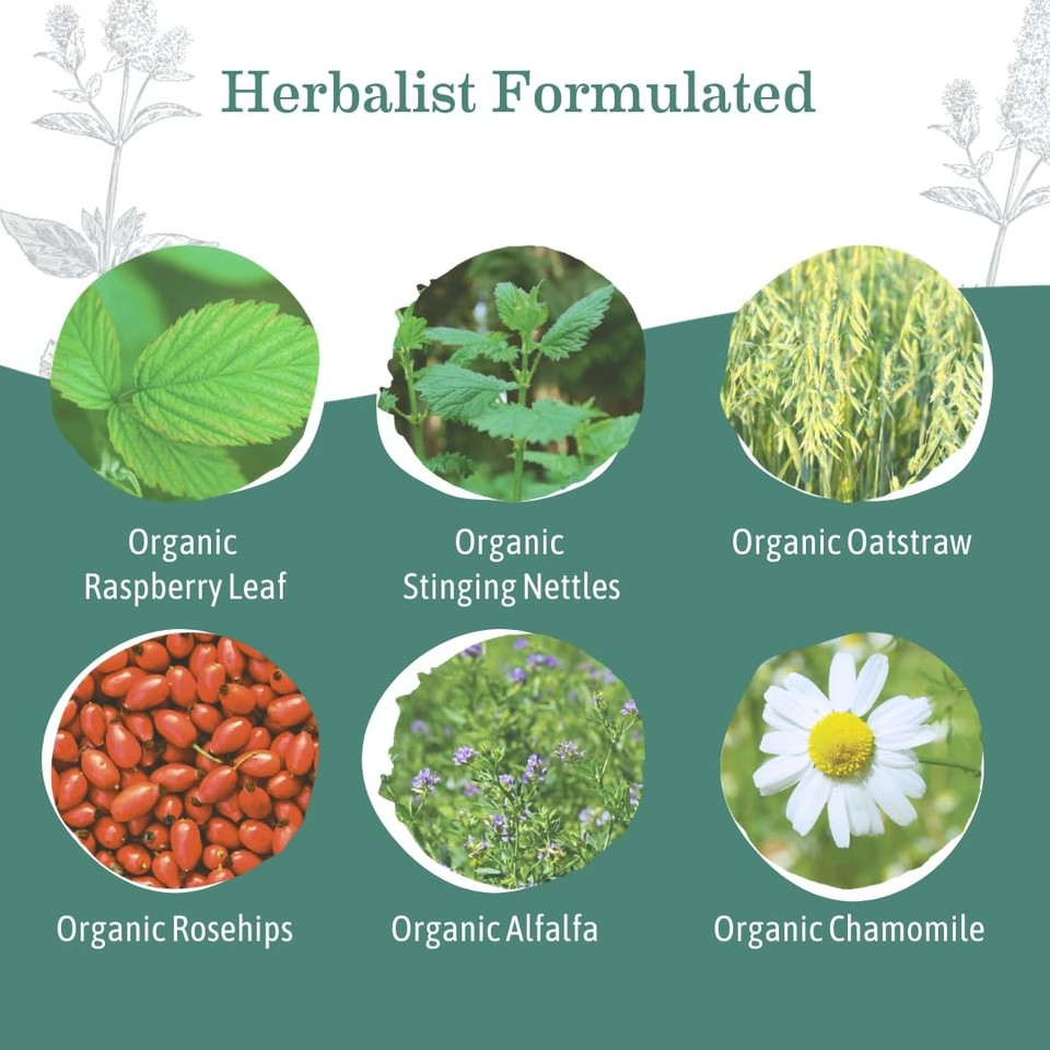 Earth Mama Organic Third Trimester Tea Bags | 100% Usda Organic Herbal Tea For Late Pregnancy Comfort + Childbirth Preparation, 16 Teabags Per Box