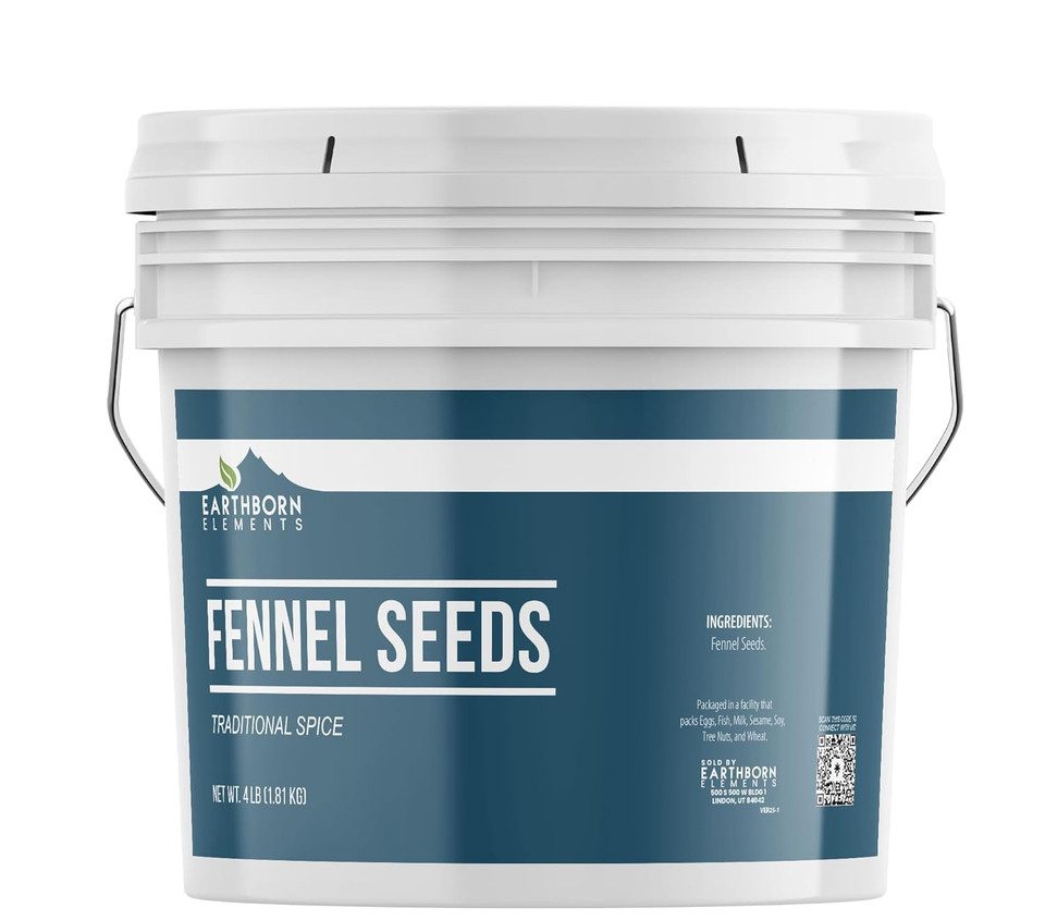 Earthborn Elements Fennel Seeds 1 Gallon Bucket, Whole Seed, Mild Sweet Flavor
