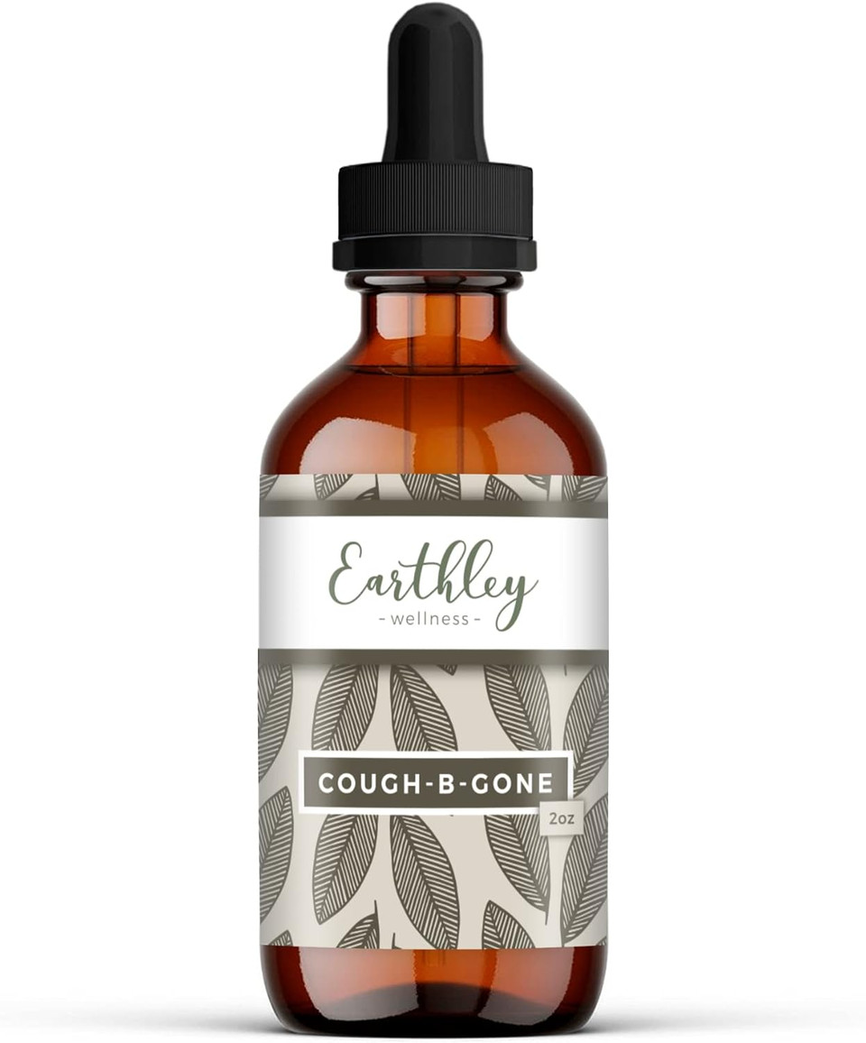Earthley Wellness, Cough-B-Gone, Natural Herbal Formula, Cold And Cough Remedy, Removes Extra Mucus, Soothes Sore Throats, Promotes Lung Health, And Detoxification, Cough Be Gone (2Oz, Original)