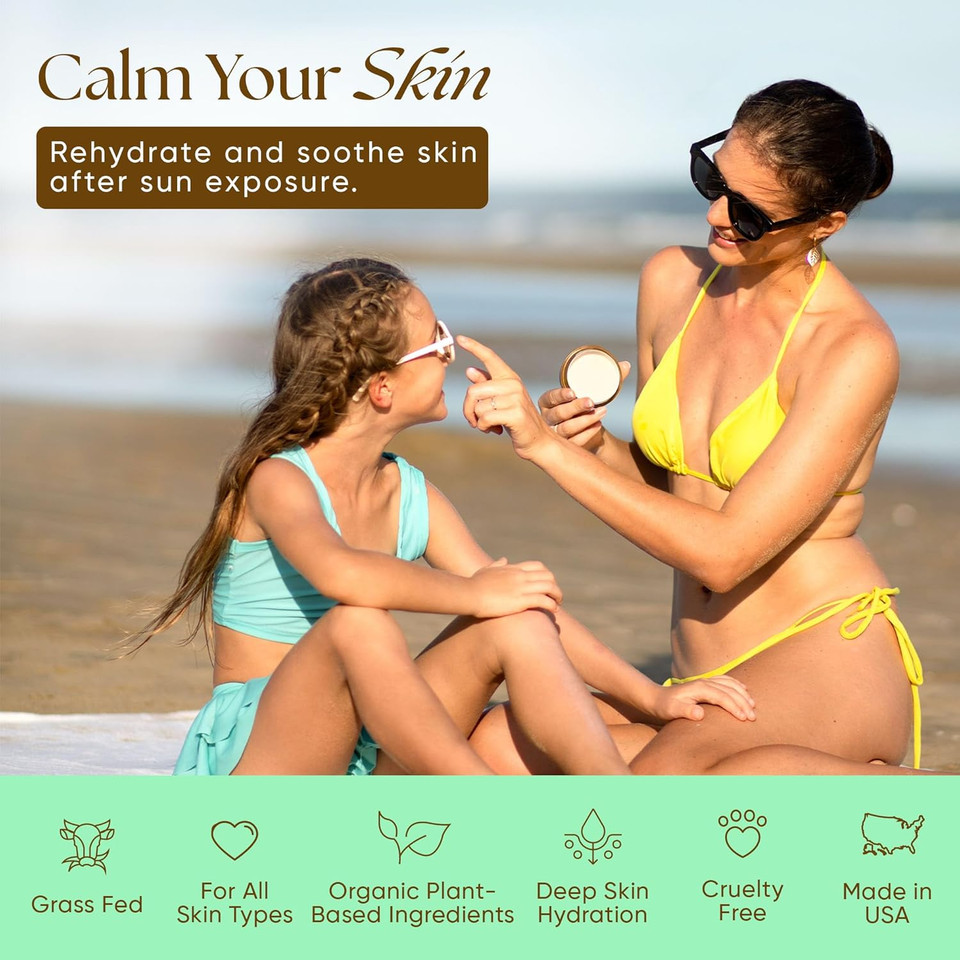 Eat My Face Grass Fed After Tallow & Aloe Sun Cream Repair, Beef Tallow For Skin With Shea, Cocoa Butter, Jojoba Oil, Sea Buckthorn, Vit E, 4.0 Fl Oz