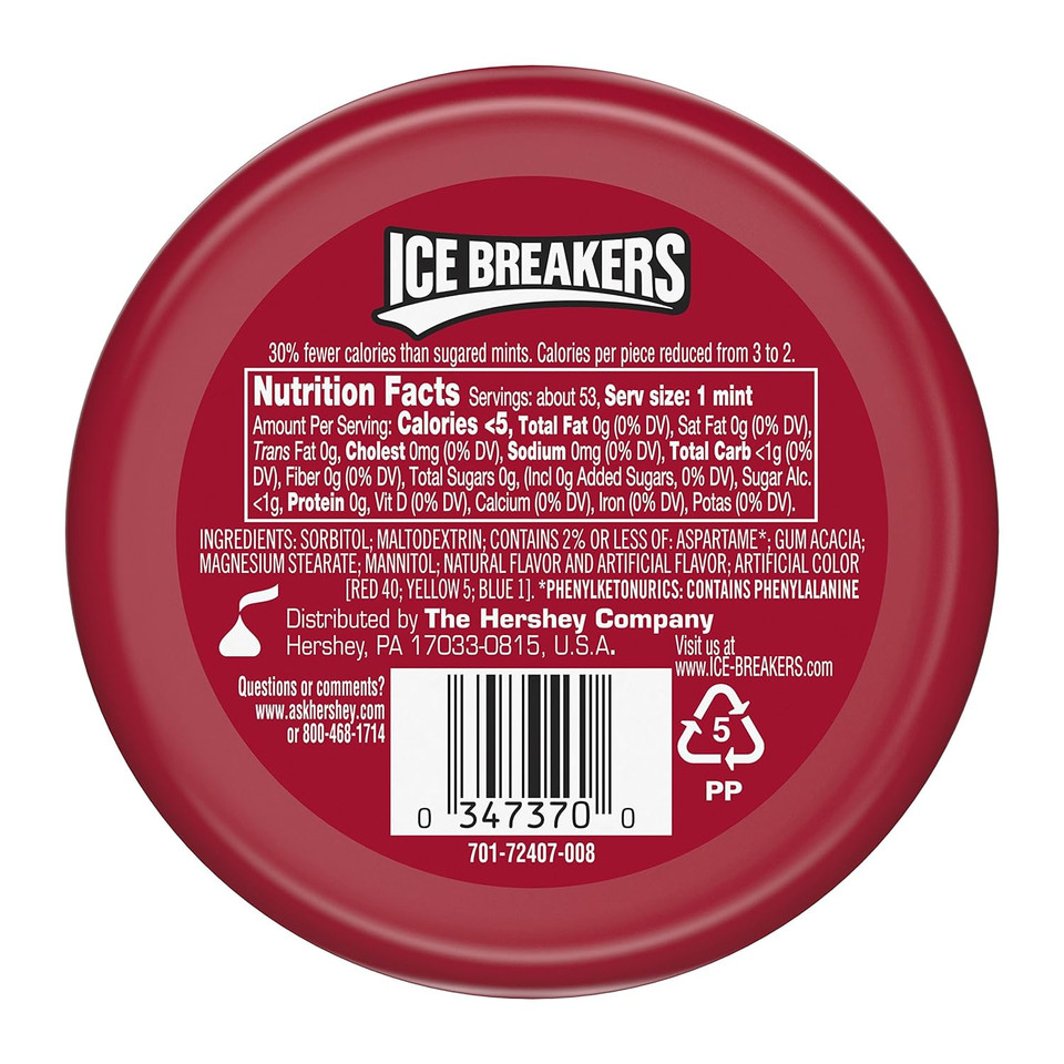 ICE BREAKERS Holiday Mints, Candy Cane Flavor, Sugar Free, 1.5 Ounce Container (Count of 8)1.5 Ounce (Pack of 8)