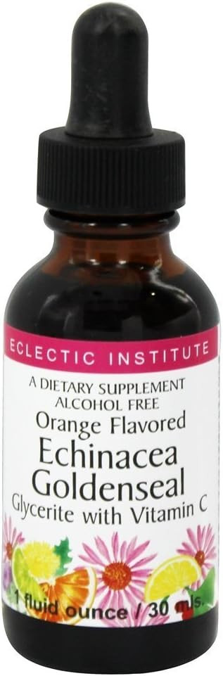 Eclectic Institute Echinacea - Goldenseal Glycerite Extract (Orange Flavor) | 1 Fl Oz (30 Ml)