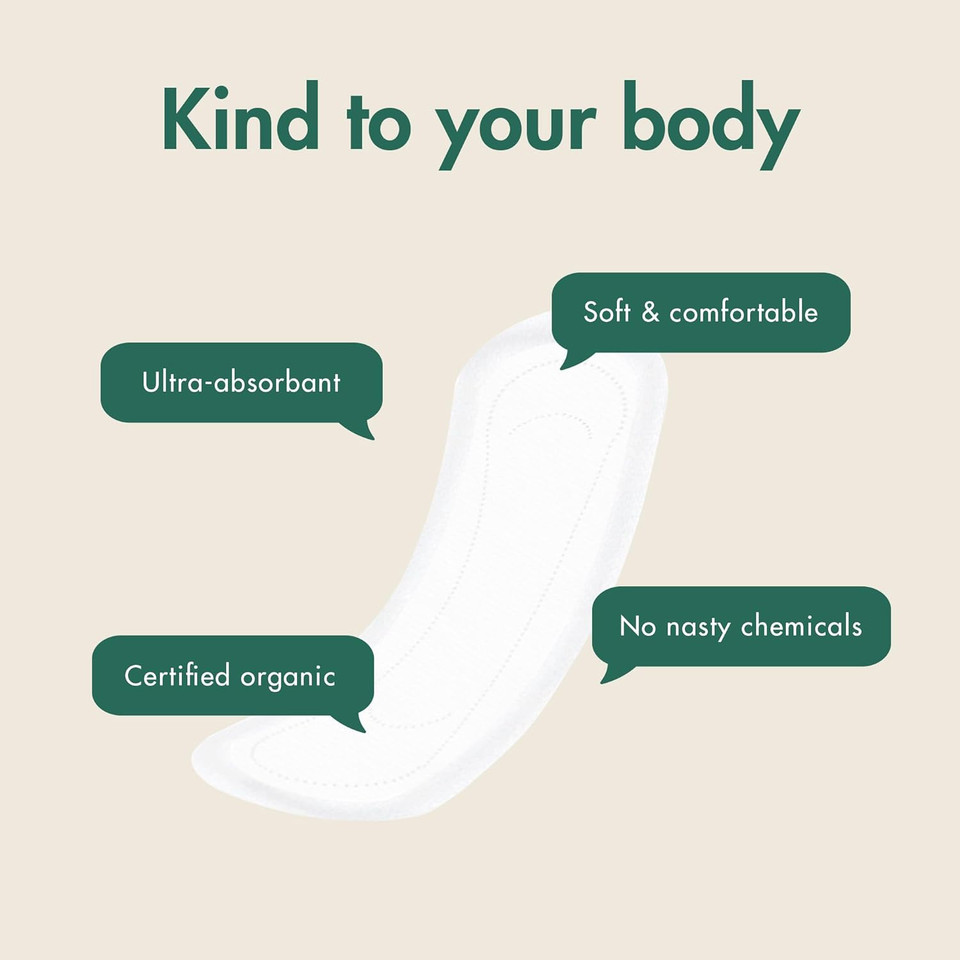 Eco By Naty Sanitary Pads  Plantbased And Absorbent Sanitary Pads For Women, Organic Cotton Menstrual Product, Better For Feminine Health (Normal, 14 Count)