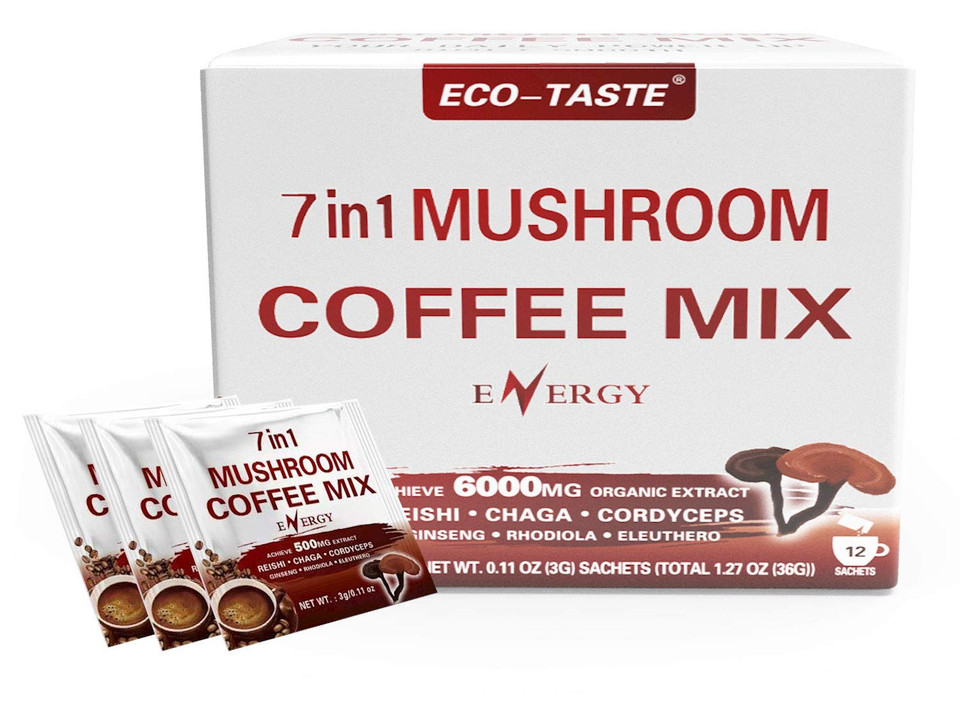 Eco-Taste Mushroom Coffee Mix, Designed For Immunity With Lycopene, Maitake, Reishi Mushroom  12 Sachets