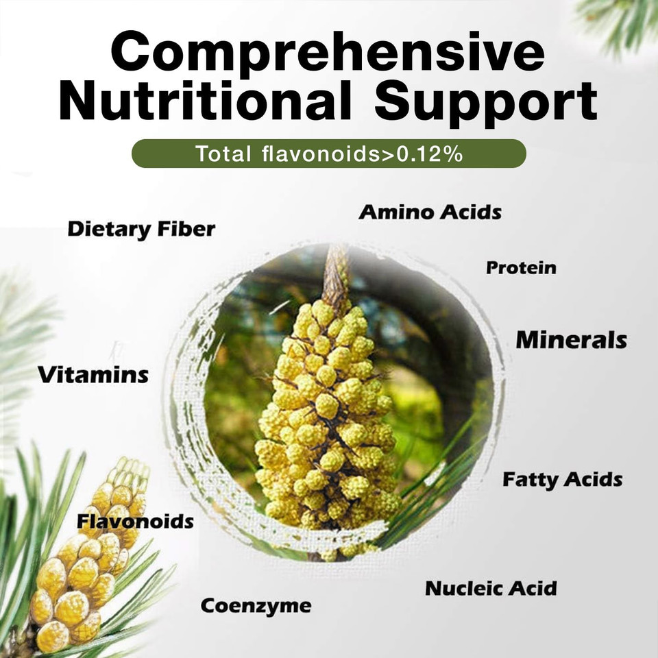 Eco-Taste Pine Pollen Powder 6 Ounce, Wild Harvested - Pinus Tabuliformis, 99% Cracked Cell Wall