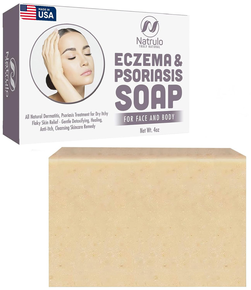 Eczema Soap Bar For Face And Body  All Natural Dermatitis, Psoriasis Treatment For Dry Itchy Flaky Skin Relief  Gentle Detoxifying, Healing, Anti-Itch, Cleansing Skincare Remedy  Eczema Soap Bar