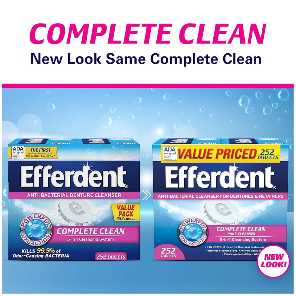 Efferdent Plus Mint Anti-Bacterial Denture Cleanser | 90 Tablets
