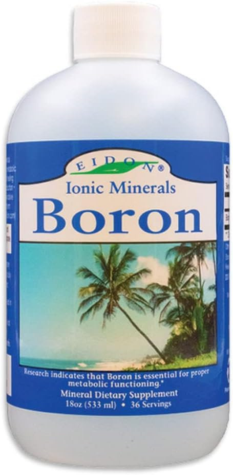 Eidon Ionic Minerals Liquid Boron Drops - Ionic Mineral Boron Supplement, Essential Element To Support Brain And Bone Health, Bioavailable, No Preservatives Or Additives - 18 Oz