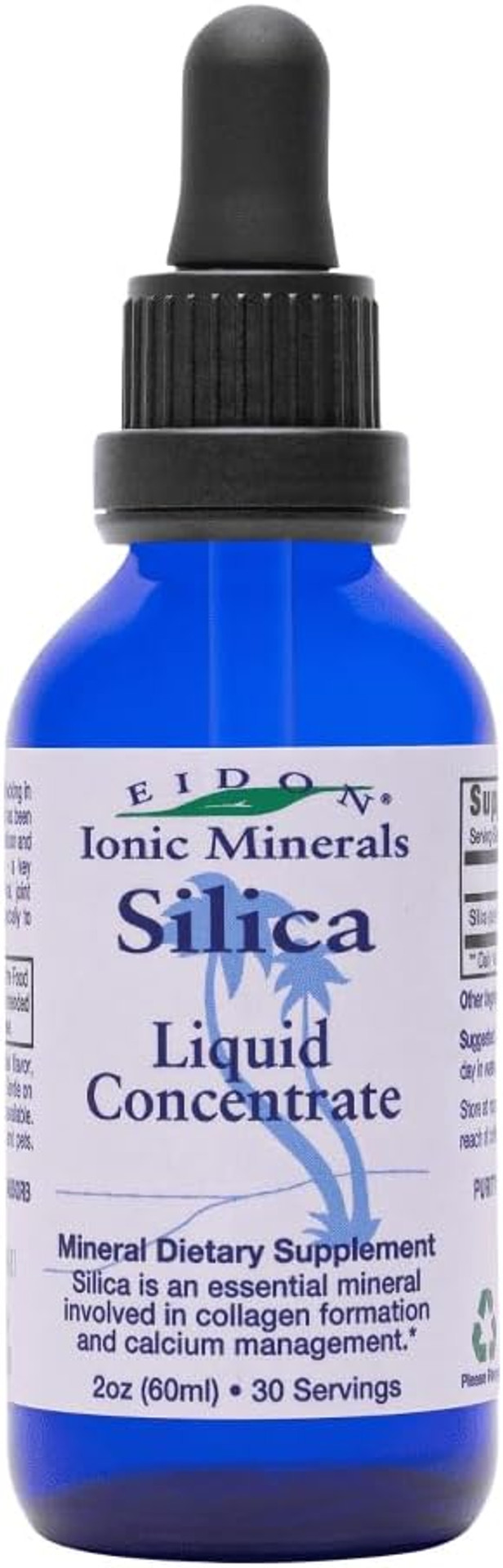 Eidon Ionic Minerals Liquid Silica Mineral Concentrate - Silica Supplement For Hair, Skin And Nails, Supports Collagen Production, Joint And Bone Health, Helps Manage Calcium - 2 Oz